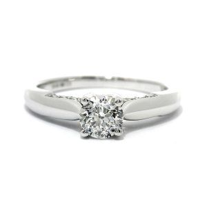 Diamond Solitaire Engagement Ring 18k White Gold