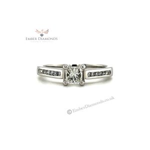 Princess Cut Solitaire Accent Platinum Engagement Ring